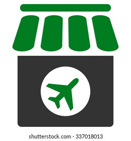 Duty Free vector icon. Style is flat bicolor green and gray symbol, rounded angles, white background.