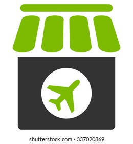 Duty Free vector icon. Style is flat bicolor eco green and gray symbol, rounded angles, white background.