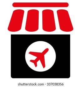 Duty Free vector icon. Style is flat bicolor intensive red and black symbol, rounded angles, white background.