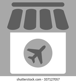 Duty Free vector icon. Style is flat bicolor dark gray and white symbol, rounded angles, silver background.
