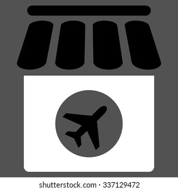 Duty Free vector icon. Style is flat bicolor black and white symbol, rounded angles, gray background.