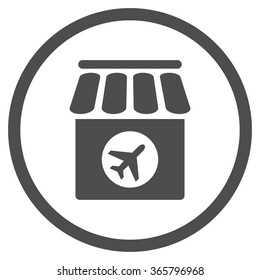 Duty Free vector icon. Style is flat circled symbol, gray color, rounded angles, white background.