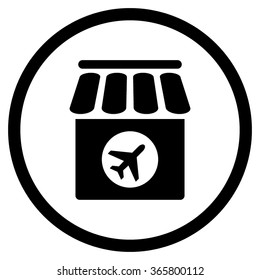 Duty Free vector icon. Style is flat circled symbol, black color, rounded angles, white background.