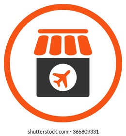 Duty Free vector icon. Style is bicolor flat circled symbol, orange and gray colors, rounded angles, white background.