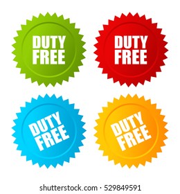 Duty free vector label set illustration isolated on white background. Duty free sticker set. 