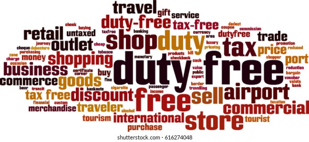 Duty free word cloud concept. Vector illustration