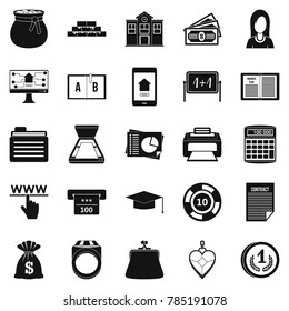 Duty icons set. Simple set of 25 duty vector icons for web isolated on white background