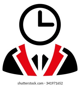 Duty Person vector icon. Style is bicolor flat symbol, intensive red and black colors, rounded angles, white background.
