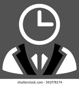 Duty Person vector icon. Style is bicolor flat symbol, black and white colors, rounded angles, gray background.
