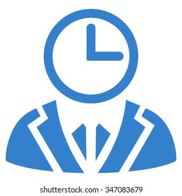 Duty Person vector icon. Style is flat symbol, cobalt color, rounded angles, white background.