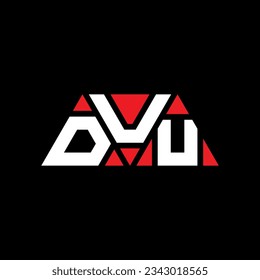 DUU triangle letter logo design with triangle shape. DUU triangle logo design monogram. DUU triangle vector logo template with red color. DUU triangular logo Simple, Elegant, and Luxurious design.