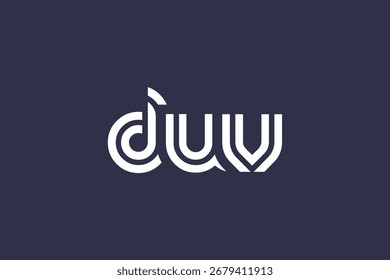 DUV Creative Unique Modern Letter Logo Design. Elegant Monogram Logo Design with Decorative Elements and Typography