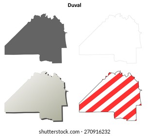 Duval County (Florida) Outline Map Set