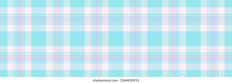 Duvet cover seamless check pattern, micro tartan background vector. Oriental texture fabric textile plaid in cyan and lavender blush colors palette.