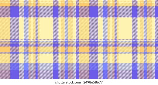 Duvet cover textile background seamless, tablecloth vector texture tartan. Mexican plaid pattern check fabric in yellow and indigo colors palette.