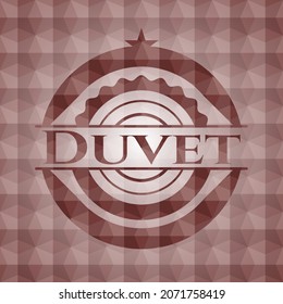 Emblema rojo Duvet con patrón geométrico. Sin inconveniente. 
