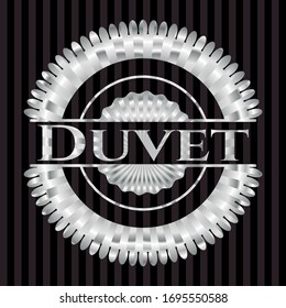 Emblema o placa de plata Duvet. Ilustración vectorial. Mosaico.