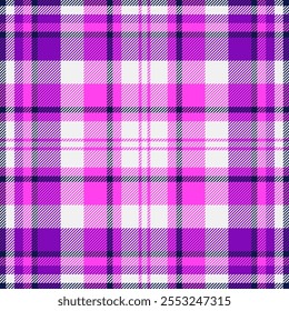 Duvet tartan padrão de fundo, tecido de dia de independência sem costura. Textura de verificação têxtil vetor de ocupação em branco e magenta paleta de cores.