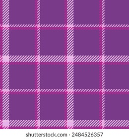 Duvet textile pattern tartan, vintage check vector texture. Printout seamless background plaid fabric in purple and light colors palette.