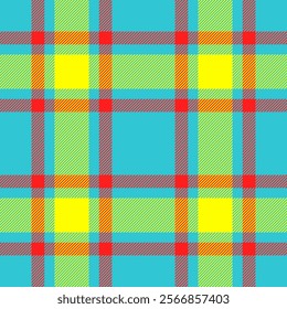 Duvet textile texture fabric, serene background plaid pattern. School tartan seamless check vector in cyan and yellow colors palette.