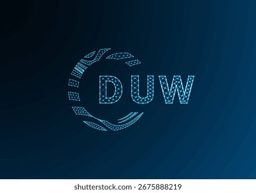 DUW low poly letter logo vector design. DUW lower poly logo design. DUW unique low poly logo design.