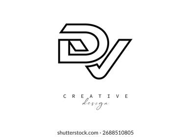 Diseño creativo del logotipo del monograma de DV-Palabras claves creativas del concepto del diseño de la marca Idioma: Inglés
