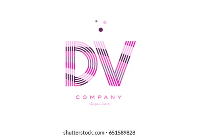 dv d v alphabet letter logo pink purple line font creative text dots company vector icon design template