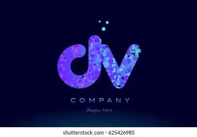 dv d v alphabet pink blue bubble circle dots creative letter company logo vector icon design template