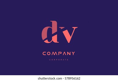 dv d v alphabet small letter blue pink creative design vector company logo icon template 