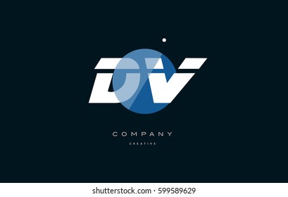 dv d v  blue circle dot big font alphabet company letter logo white design vector icon template 