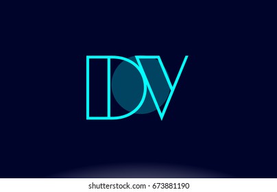dv d v blue line circle letter logo alphabet creative company vector icon design template
