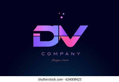 dv d v creative color blue background pink purple blue magenta alphabet letter company logo vector icon design