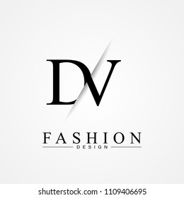 DV D V cutting and linked letter logo icon with paper cut in the middle. Creative monogram logo design. Fashion icon design template.