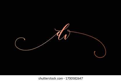 dv or d, v Lowercase Cursive Letter Initial Logo Design, Vector Template