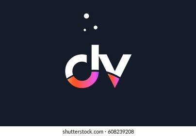 dv d v  pink modern creative purple alphabet white blue gradient company letter logo design vector icon template