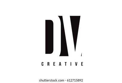 DV D V White Letter Logo Design with Black Square Vector Illustration Template.