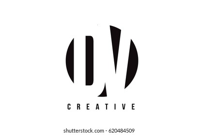 DV D V White Letter Logo Design with Circle Background Vector Illustration Template.