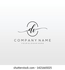 DV handwriting initial logo template vector.