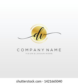 DV handwriting initial logo template vector.