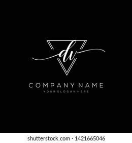 DV handwriting initial logo template vector.