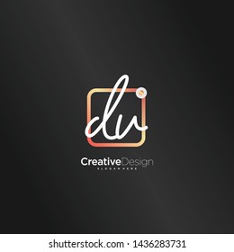 DV initial handwriting with color logo icon template vector.