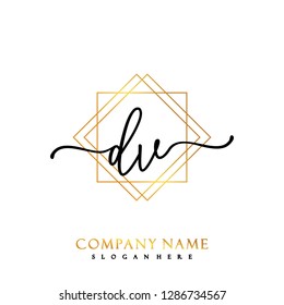 DV Initial Handwriting logo template vector