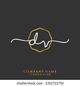 DV Initial handwriting logo template