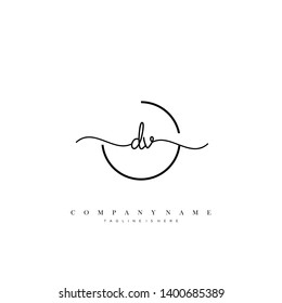 DV initial handwriting logo template vector
