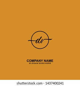 DV Initial handwriting logo template vector