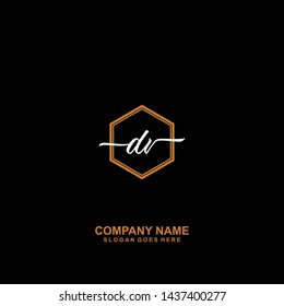 DV Initial handwriting logo template vector