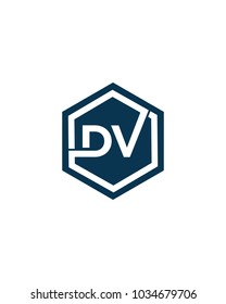 DV initial hexagon letter logo template vector