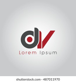 dv initial letter linked lowercase logo. d and v vector template design.