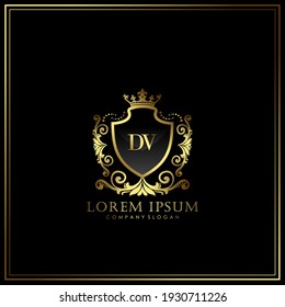 Modelo de logotipo DV First Letter Luxury en vectorial art para restaurante, Royalty, Boutique, Cafe, Hotel, Heraldic, Jewelry, Fashion y otras ilustraciones vectoriales.