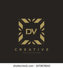DV Anfangsbuchstaben Luxus-Ornament Monogramm Logo Vorlage Vektor.